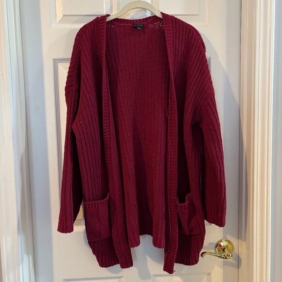 Torrid Red Metallic Lurex Knit Cardigan - Picture 3 of 7